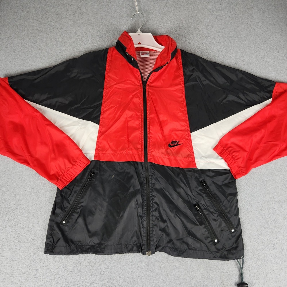 Nike Windbreaker Jacket Mens Medium Multi Colorblock Mesh Lined Logo Full Zip